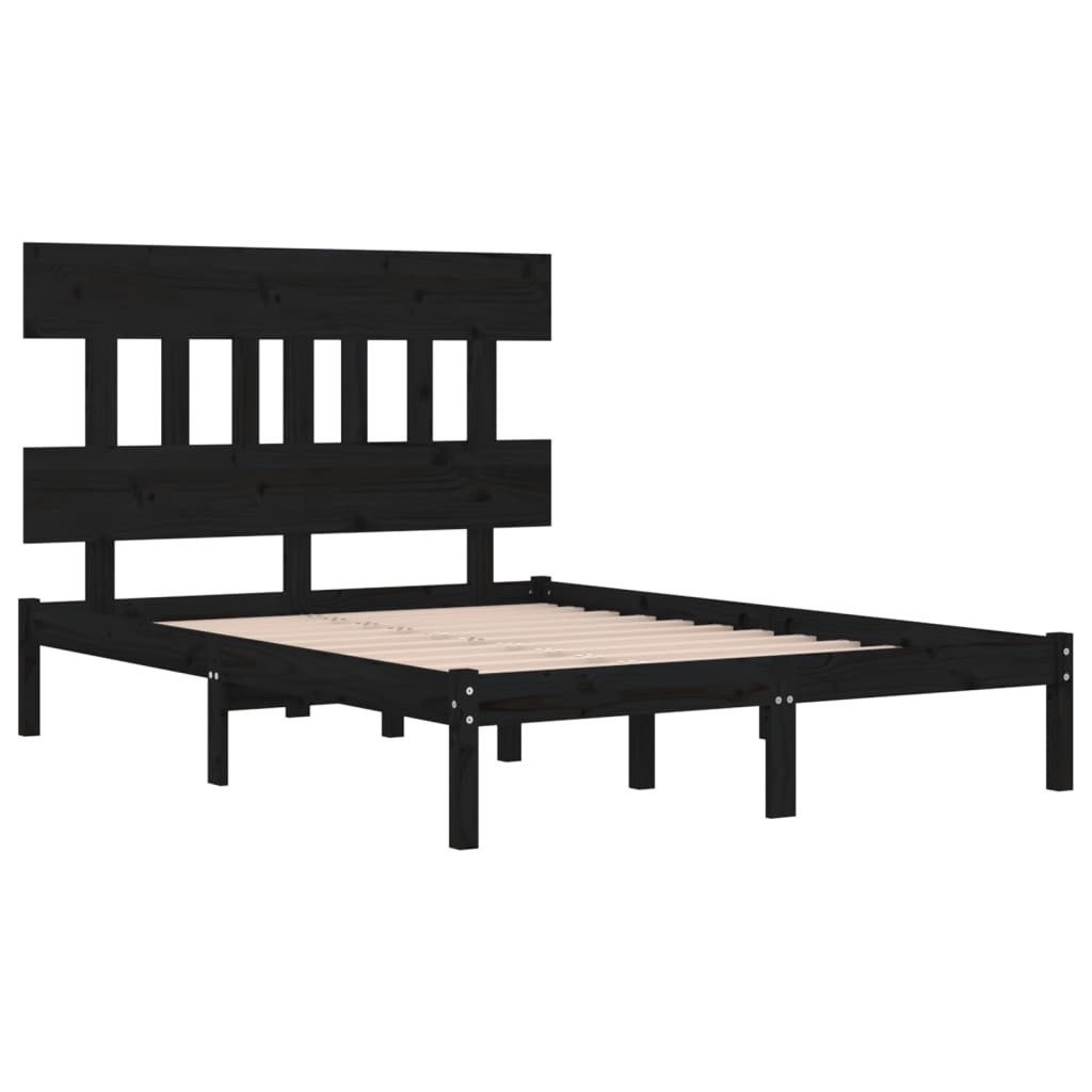 vidaXL Bettgestell 200 x 200 cm Massivholzbett Schwarz 200x200 cm Bett Bettgestell