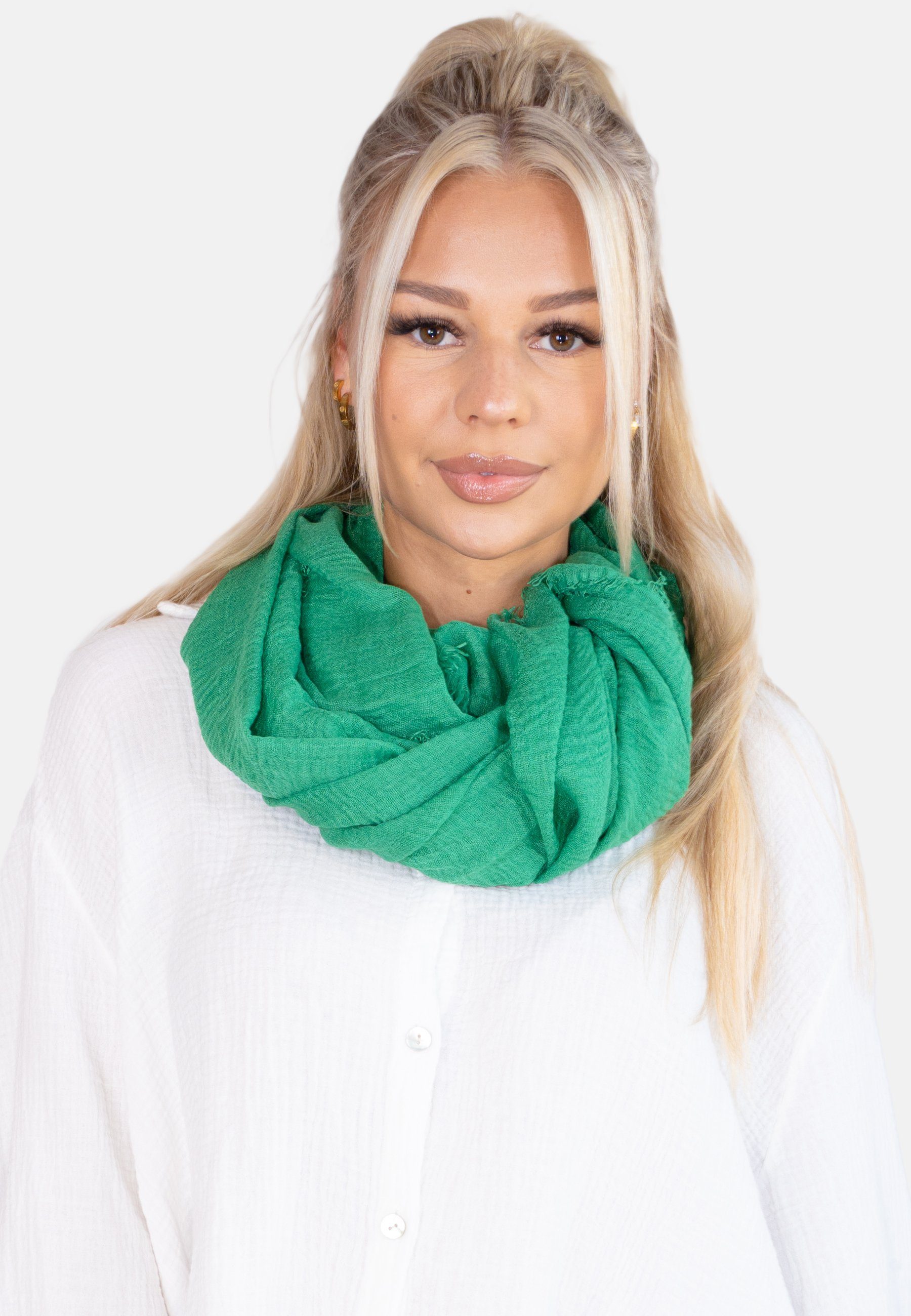 weicher grün Schal, leichter Uni Schal Schal Seasons of und Dünner, gewellter in Damen Struktur April Isabella