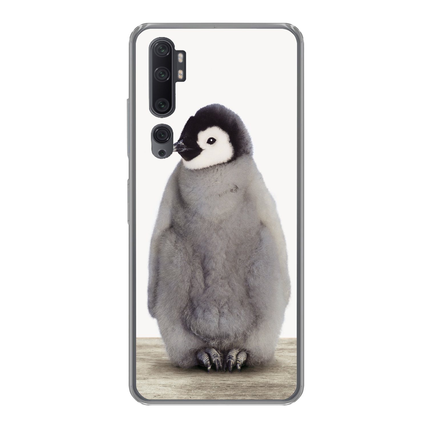 MuchoWow Handyhülle für Xiaomi Mi Note 10 Kinder - Pinguin - Grau - Tiere - Mädchen - Jung