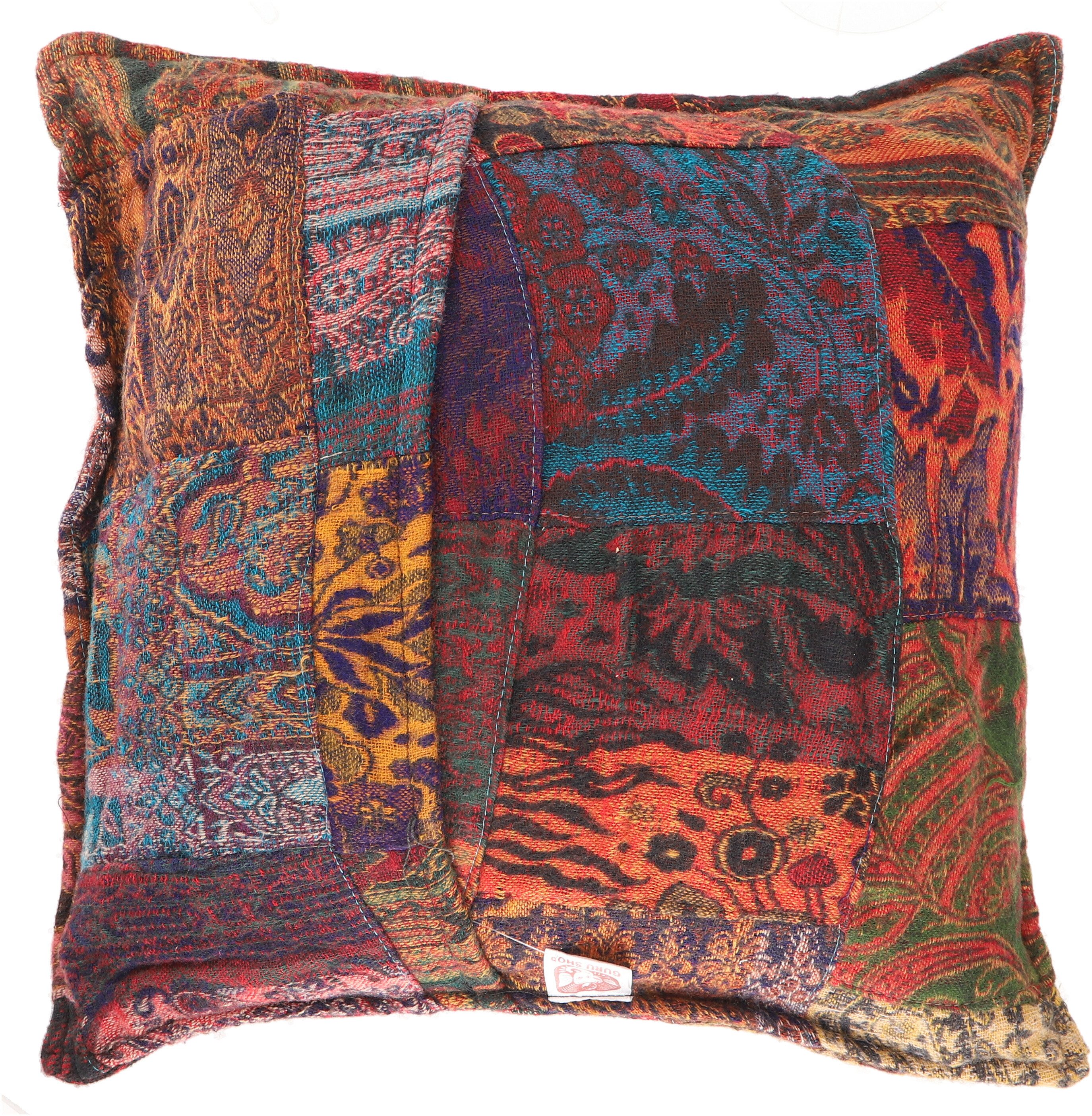 Guru-Shop Kissenbezüge Flauschige Patchwork Boho Kissenhülle,..