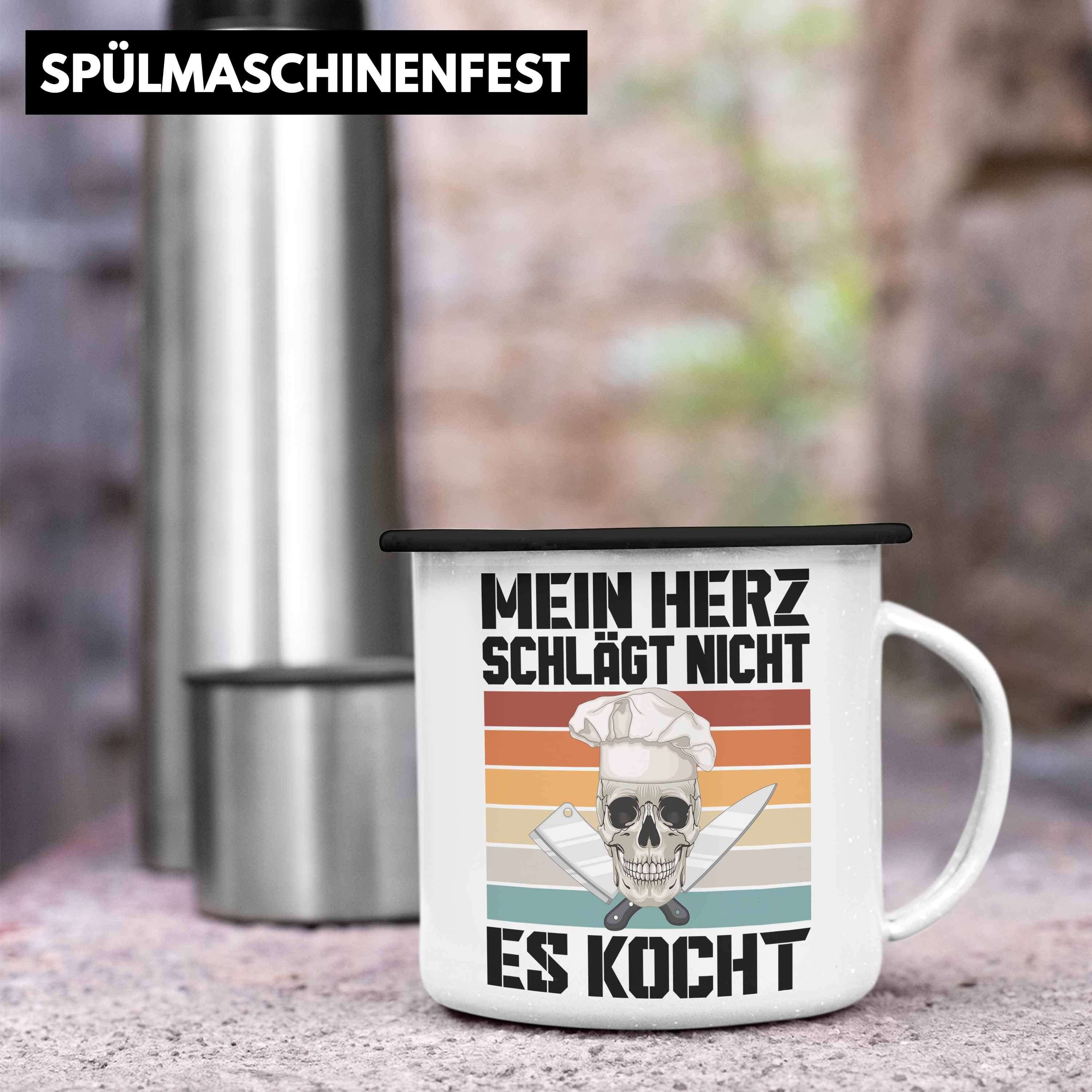 Geschenk für Trendation Köchin Geschenkidee Koch Schwarz Emaille Lustig Trendation Geschenke Koch Tasse Thermotasse Männer -