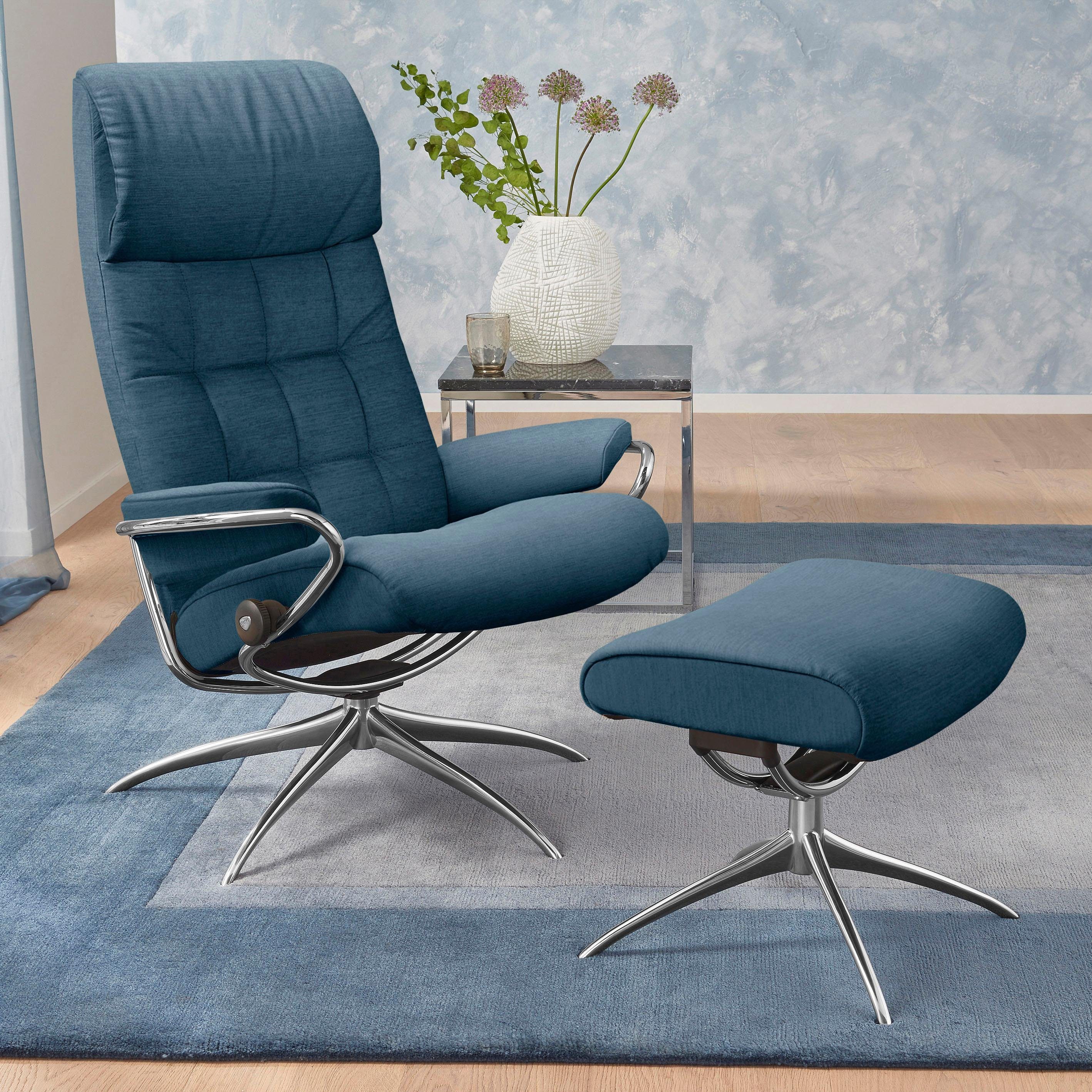 mit Hocker, mit Star (Set, Back, Chrom Hocker), London Base, mit Relaxsessel Gestell High Relaxsessel Stressless®