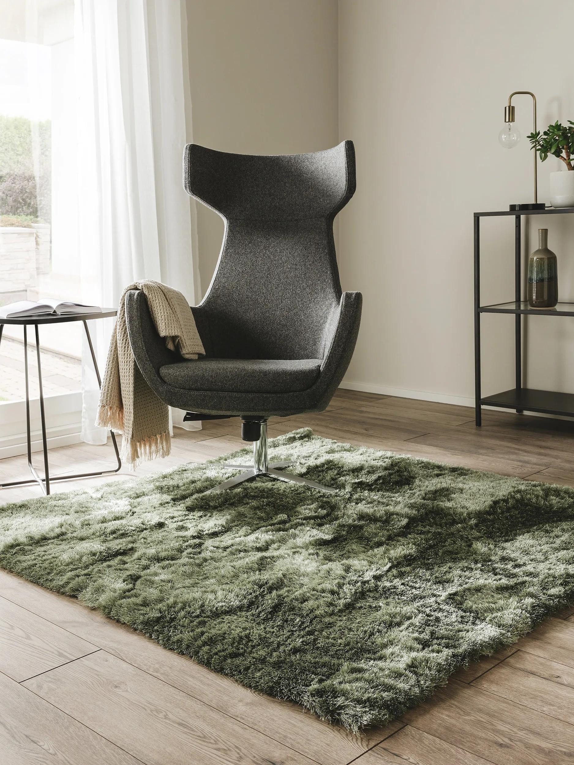 benuta Teppich Whisper, quadratisch, Höhe: 31 mm, Hochflorteppich Wohnzimmer, Schlafzimmer, Esszimmer, Flur, Weich