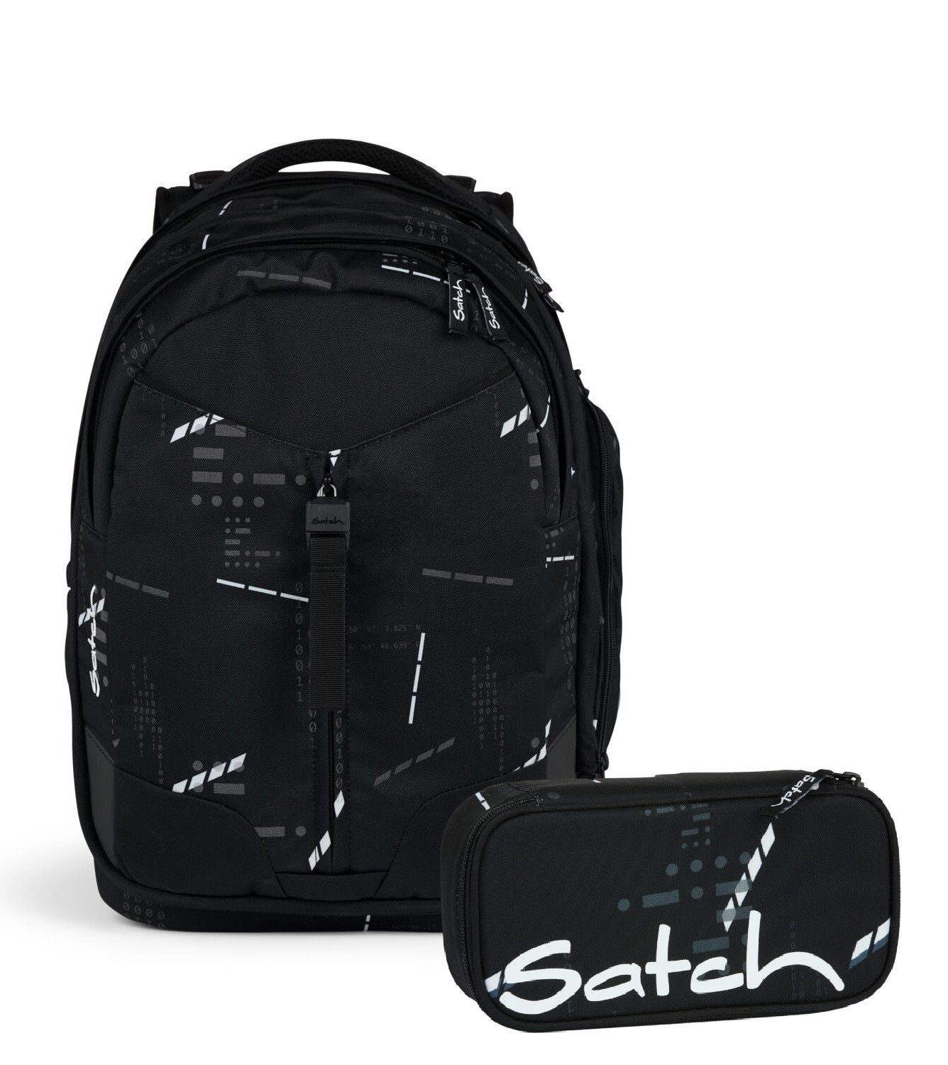 Satch Schulranzen Schulrucksack-Set MATCH Ninja Matrix 2-teilig, Kollektion 2024 (2-teilig), Laptop-Fach, Your-Size-System, Schulranzen