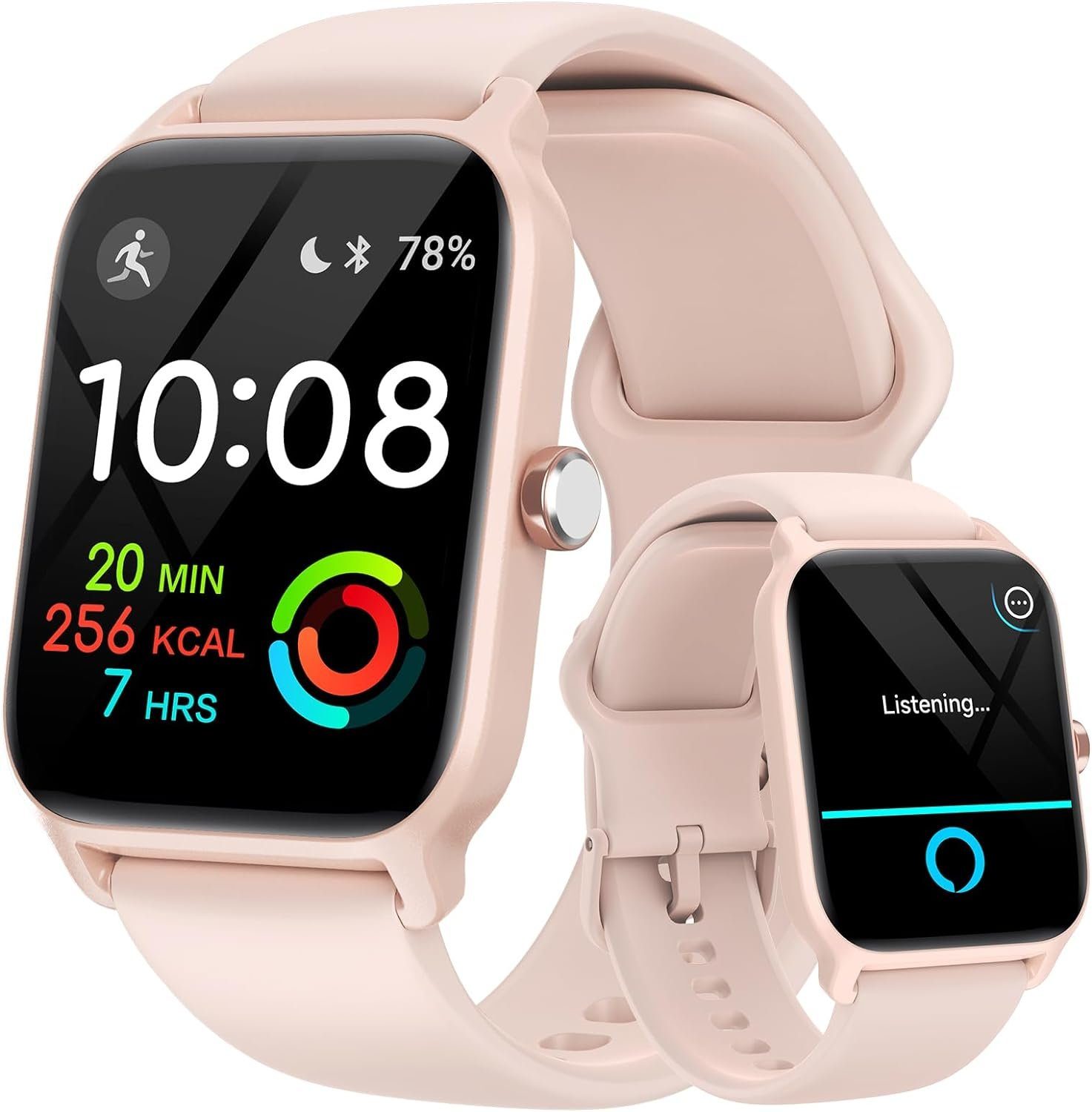 GYDOM mit Telefonfunktion Damen%27s Smartwatch (1,8 Zoll), Alexa Fitnessuhr 100 Sportmodi Schrittzähler Pulsuhr SpO2 Stress