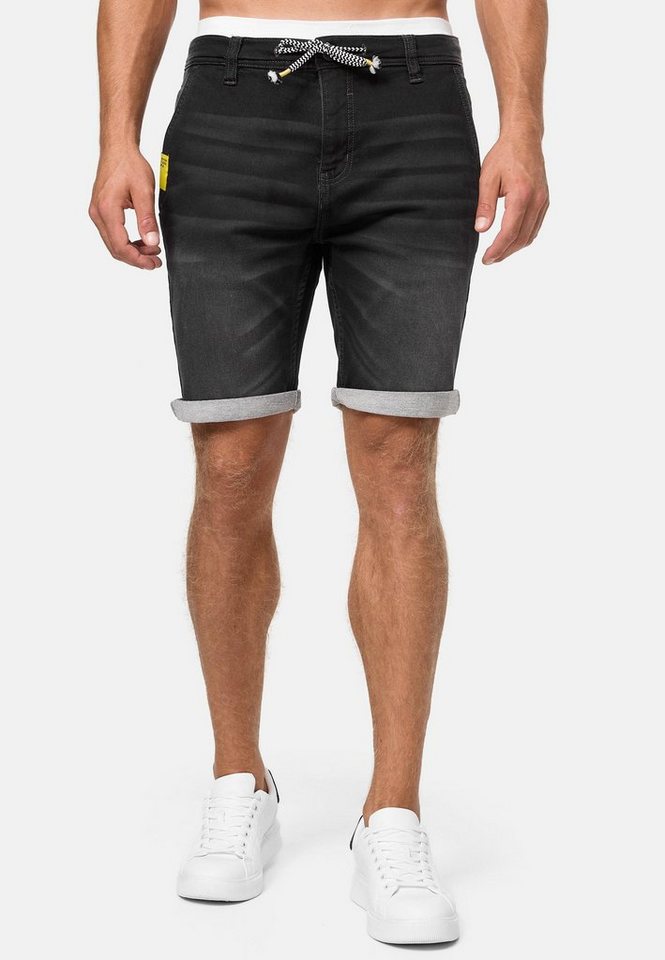INDICODE Jeansshorts Herren Azibo Jeans Shorts Herrenshorts elastischer Bund samt Tunnelzug