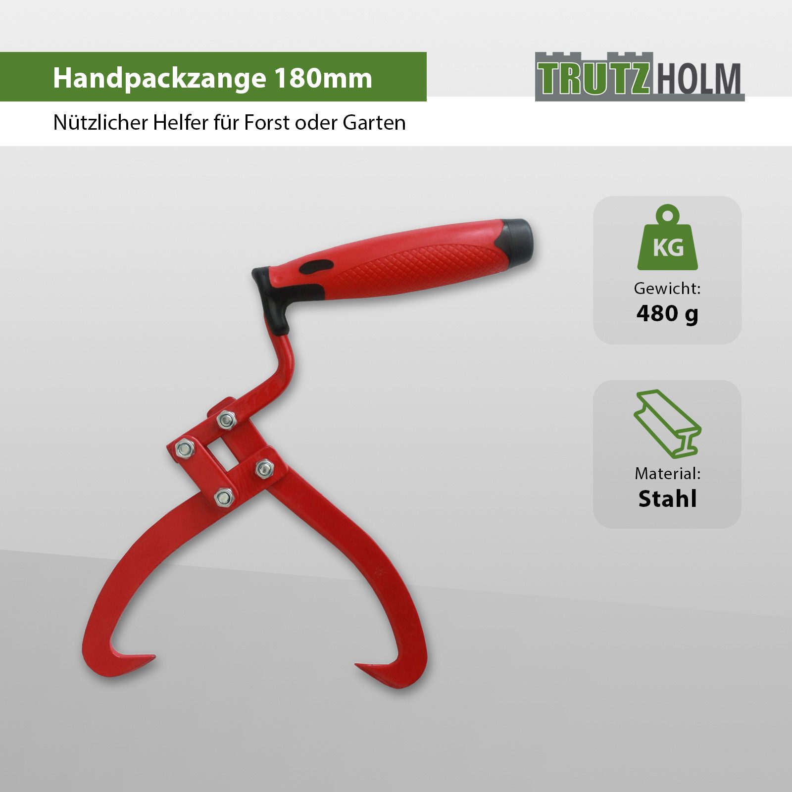 TRUTZHOLM Handpackzange Packzange Holzzange Handhebehaken Sappie Holzgreifer Forstzange, Öffnungsweite max. 18 cm, Produkt, 1-tlg.], fester Halt
