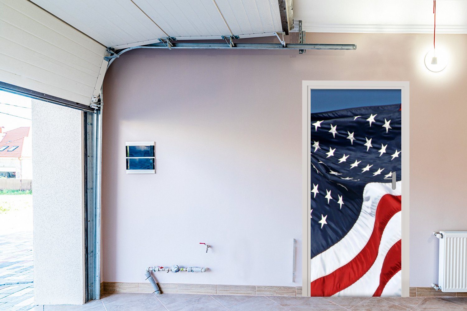MuchoWow Türtapete Die für Türaufkleber, Matt, Vereinigten Staaten Fototapete cm 75x205 St), im Tür, Wind, der Flagge bedruckt, (1
