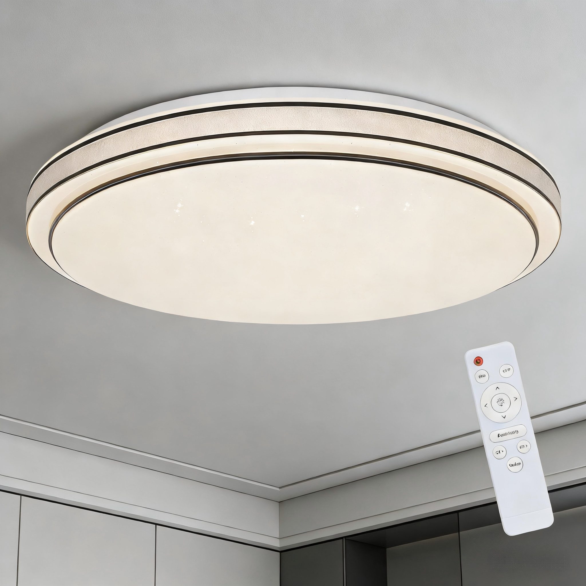 ZMH LED Deckenleuchte Schlafzimmerlampe Sternenhimmel Modern Küchenlampe Rund, Augenschutz, Einfache Installtion, LED fest integriert, 3000-6000k, 3000-6000k