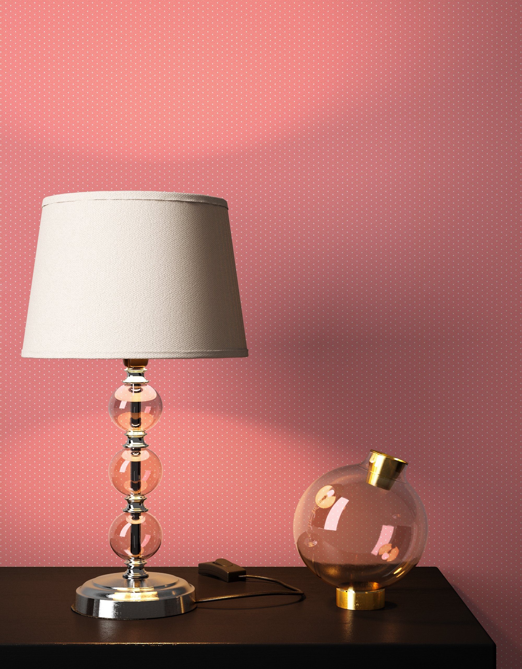 Newroom Vliestapete, Pink Tapete Landhaus Punkte günstig online kaufen