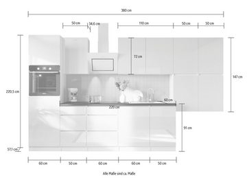 RESPEKTA Küche Lorena, Breite 380 cm, mit Soft-Close, in exklusiver Konfiguration für OTTO