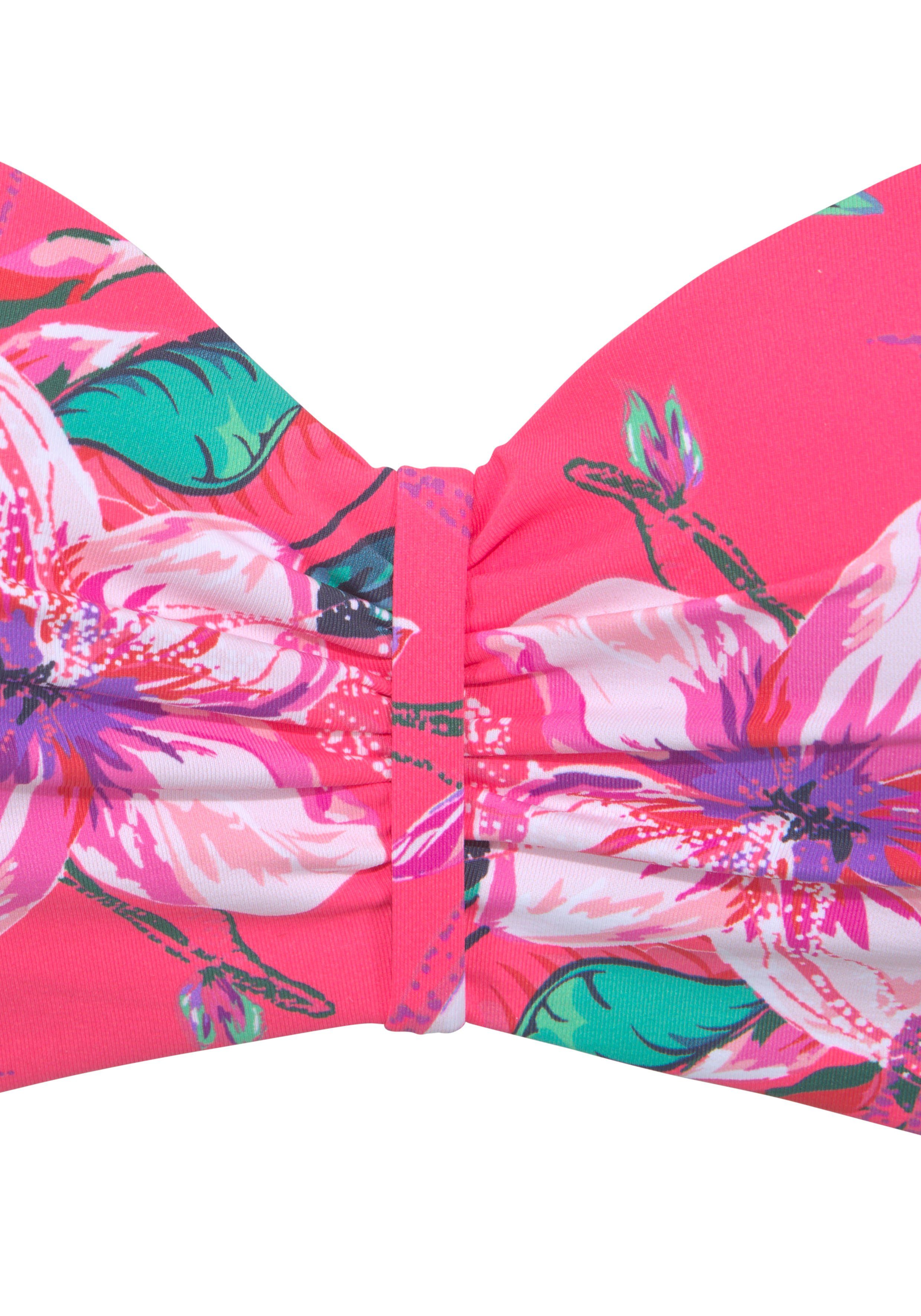 LASCANA Bügel-Bandeau-Bikini-Top Malia, mit tropischem Print