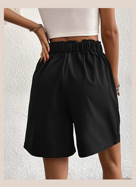 ZWY 2-in-1-Shorts Lockere Hosenlässige Damen-Shorts mit hoher Taille und weitem Bein (1-tlg) Lässige Hose mit elastischem Bund, lockere Hose mit weitem Bei