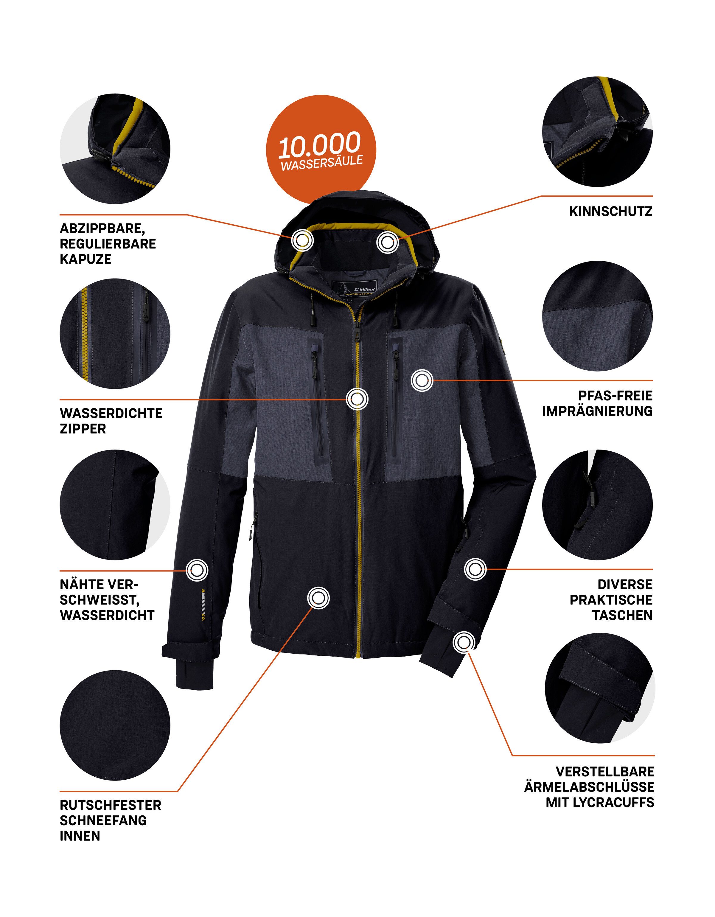 Killtec Skijacke KSW 47 MN SKI JCKT Herren Skijacke: wasserdicht, atmungsaktiv, abnehmbare Kapuze