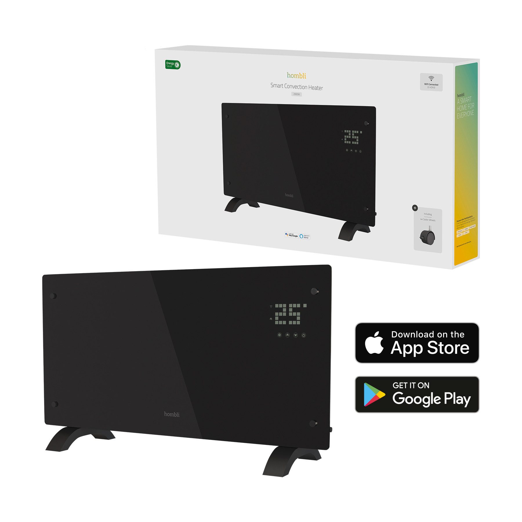 Hombli Glass Convection Heater Smart-Home-Zubehör, 2000 W