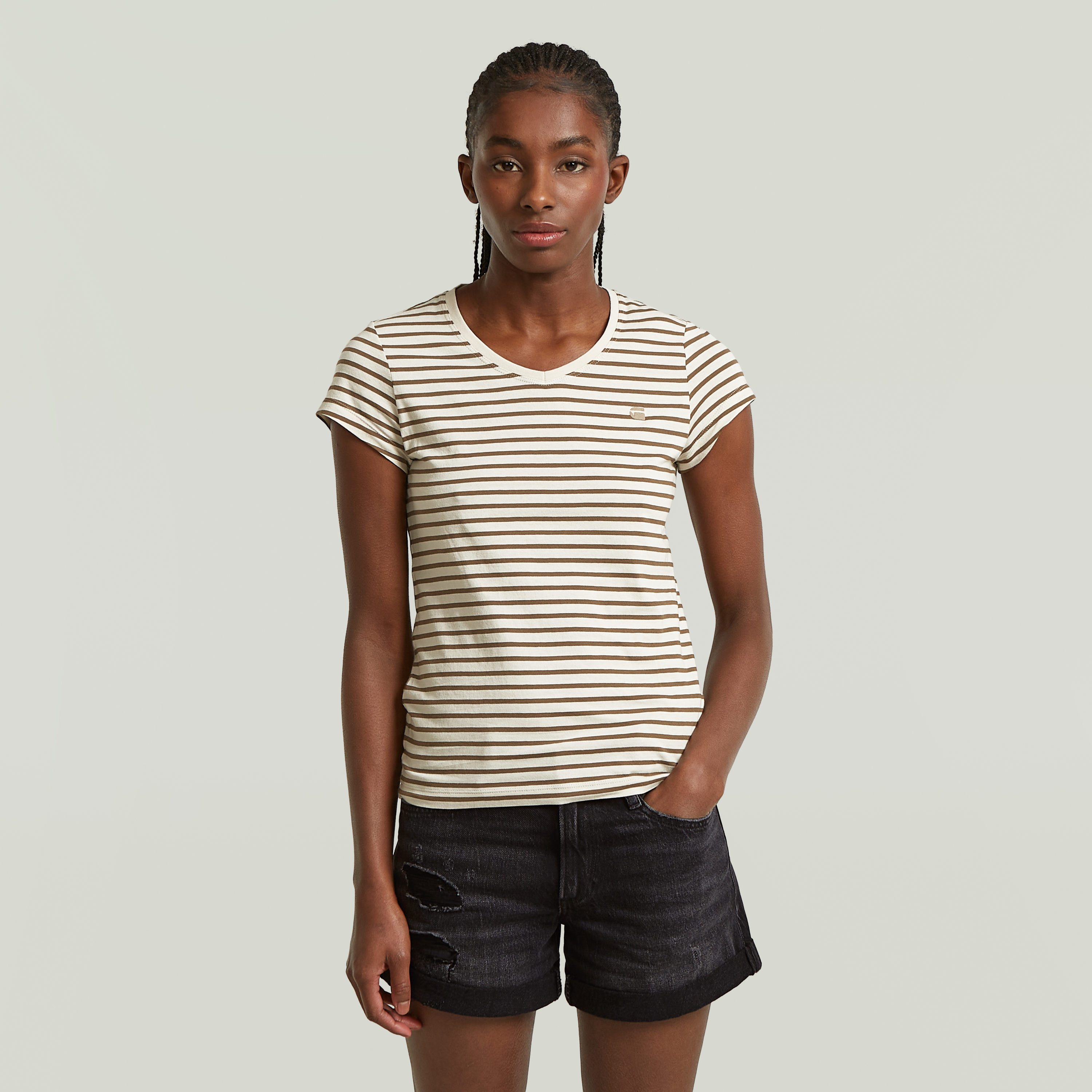 G-STAR V-Shirt Eyben mit Label