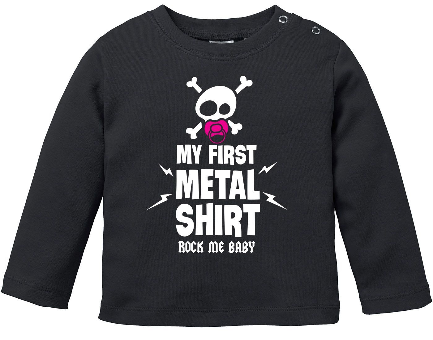 Rundhalsshirt Baby Langarmshirt Babyshirt My First Metal Shirt Hardrock Heavy Metal