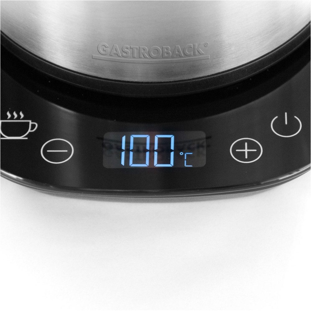 Gastroback Wasserkocher Gastroback Design Wasserkocher Advanced Thermo, 1.7 l, 2200 W, Schwarz/Edelstahl Design