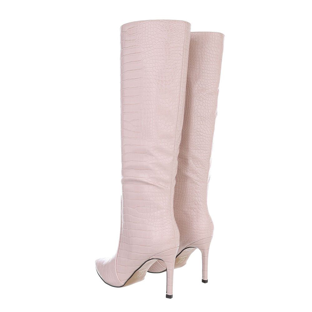 Ital-Design Damen Elegant High-Heel-Stiefel (84456295) Pfennig-/Stilettoabsatz High-Heel Stiefel in Altrosa