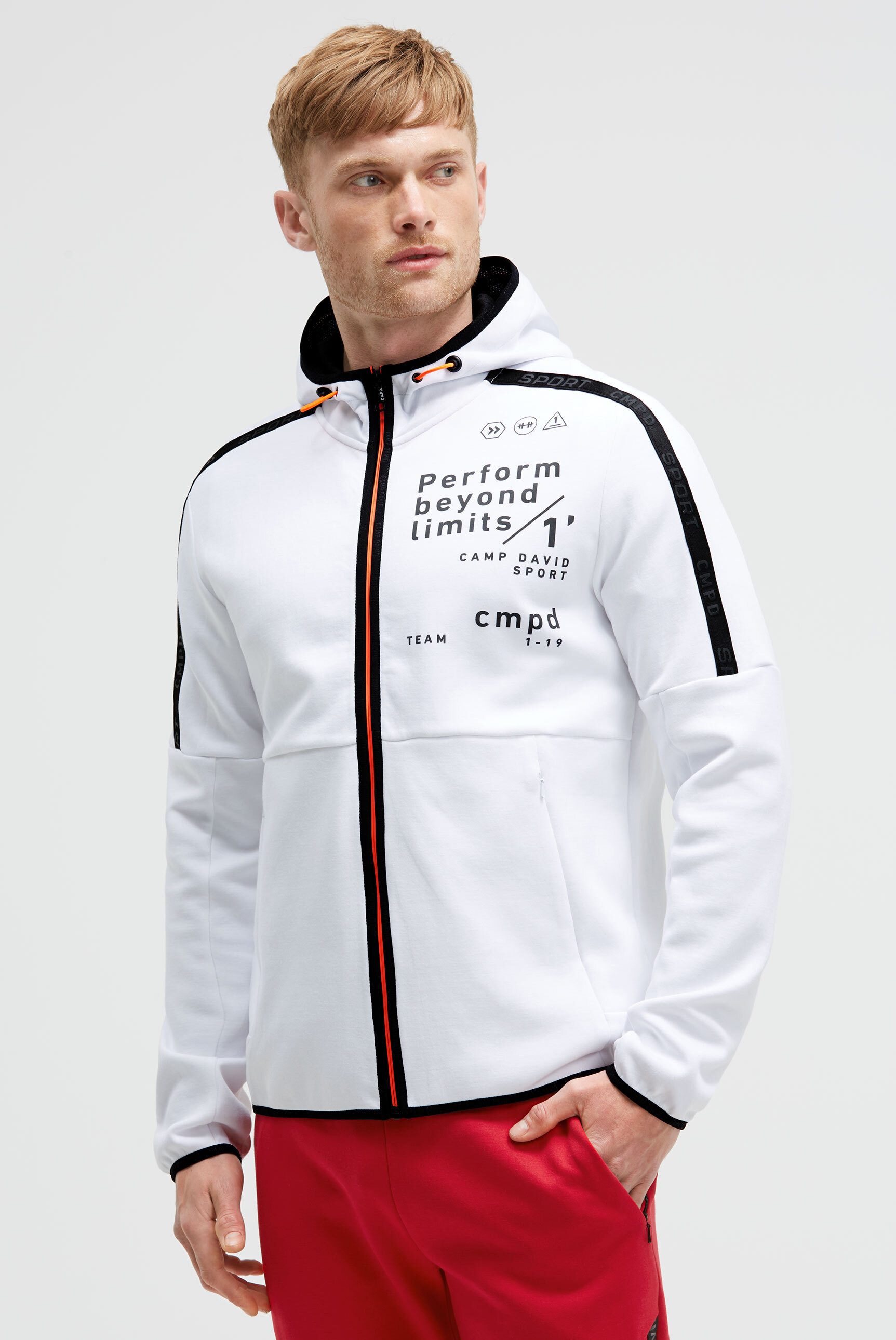 CAMP DAVID Kapuzensweatjacke mit elastischen Saumabschlüssen