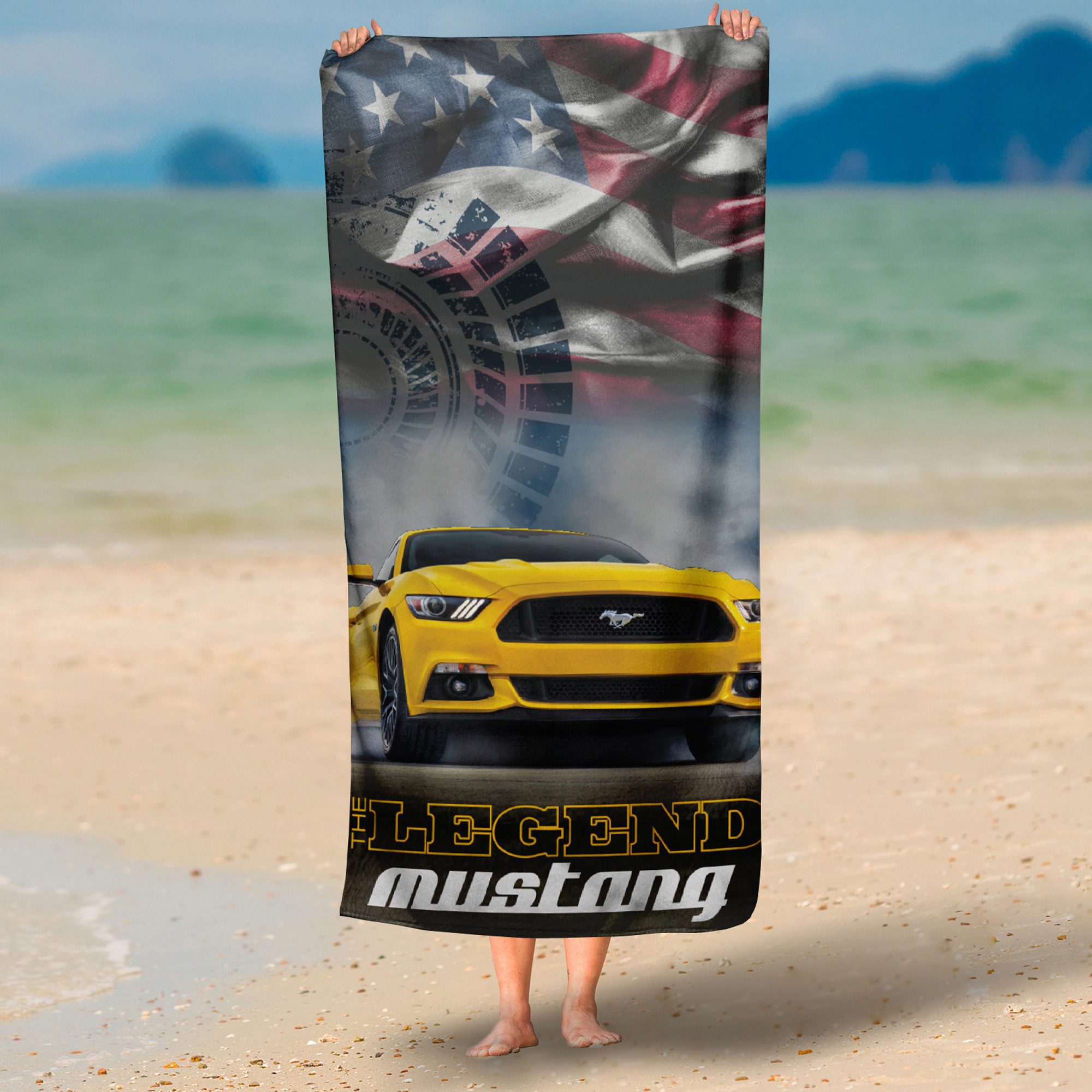 BERONAGE Strandtücher Ford Mustang Legend Badetuch 75x150 cm, 100% Baumwolle (1-St), Frottee in Velours-Qualität