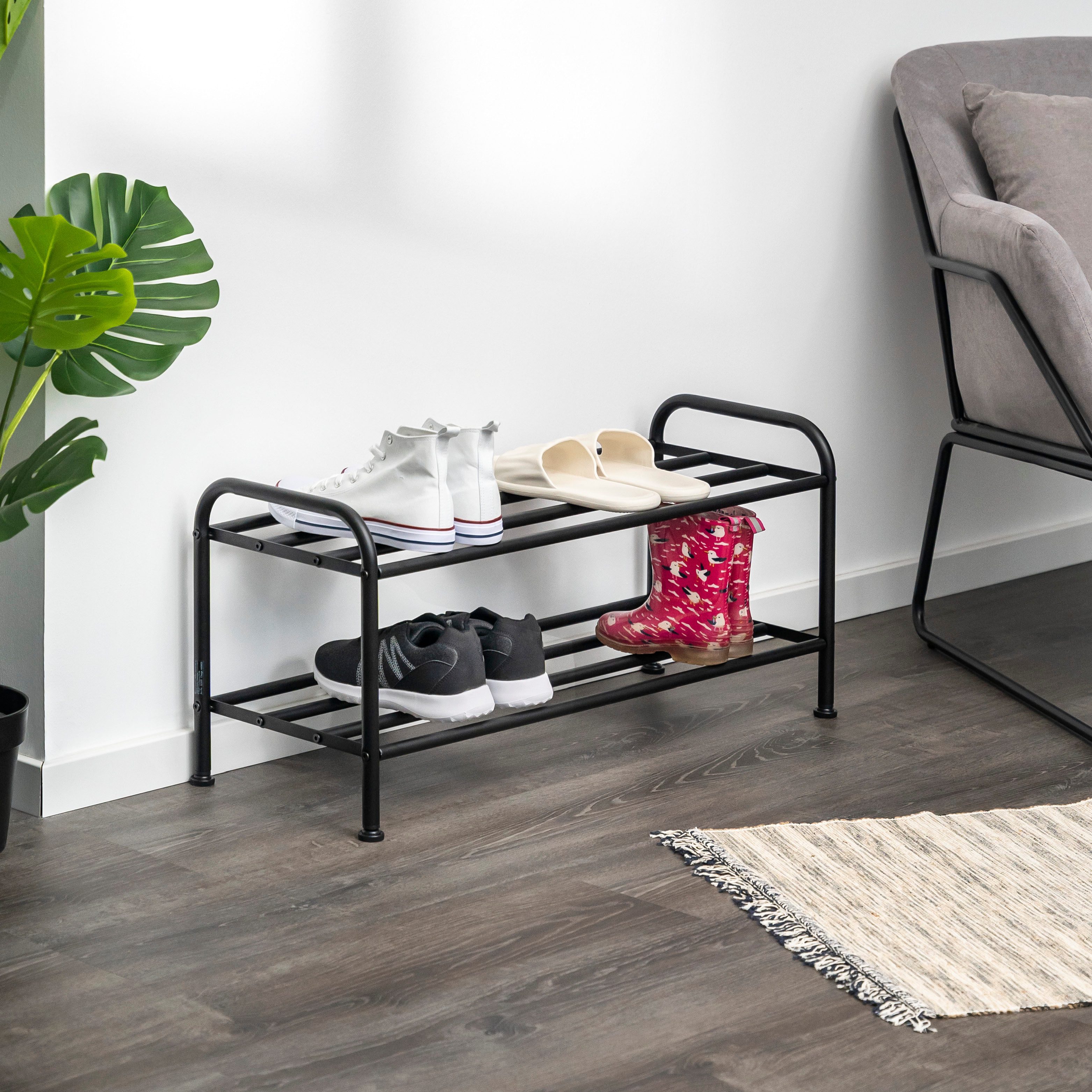eluno Schuhregal für ca. 8 Paar Schuhe, 2 Ablagen, schwarz günstig online kaufen
