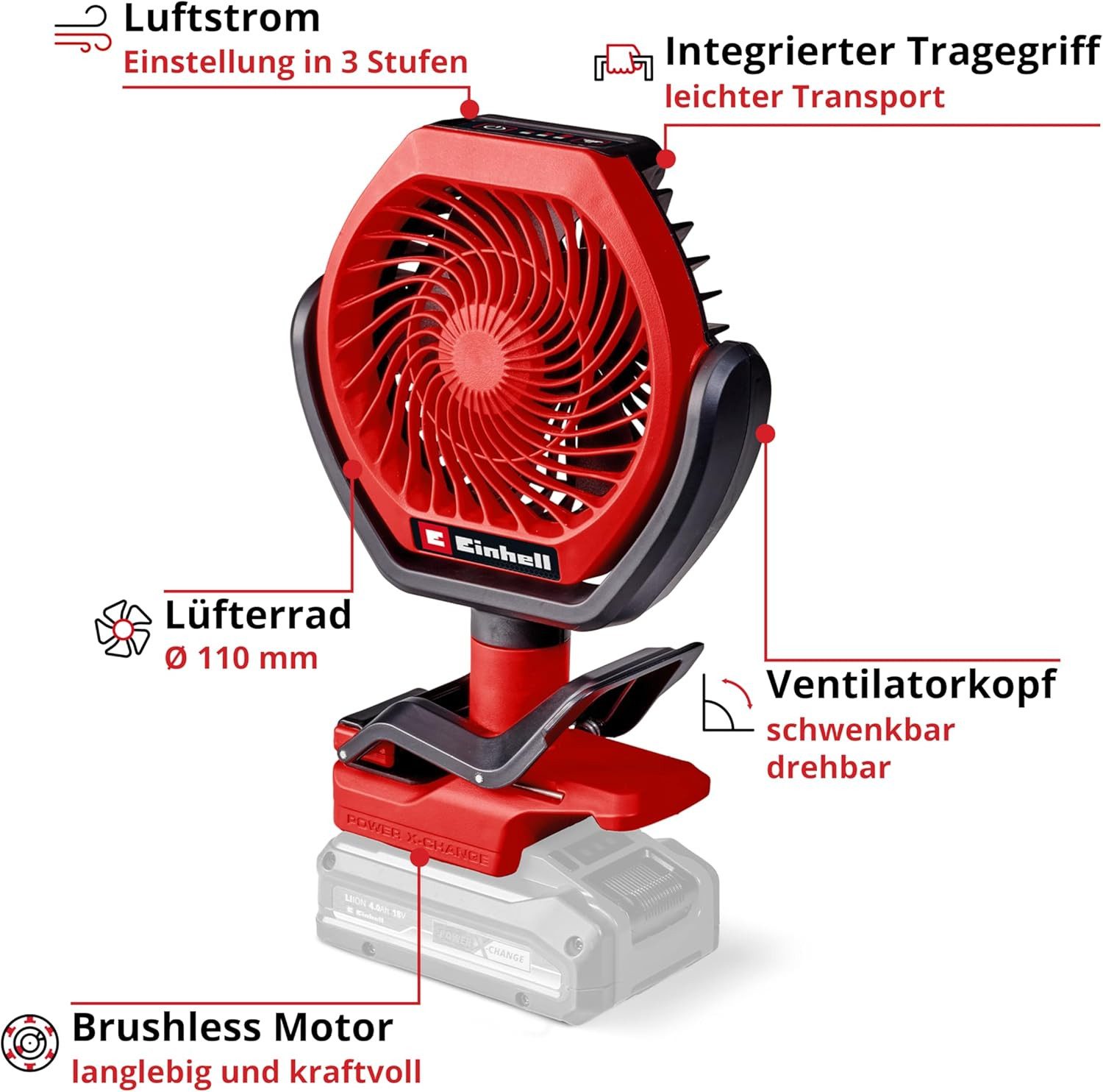 Einhell Akku-Standventilator Einhell GC-CF 18/110 Li-Solo günstig online kaufen