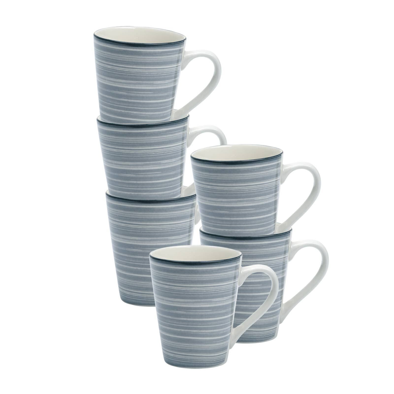 Ritzenhoff & Breker Becher Sendai Wirbel Henkelbecher 300 ml 6er Set, 6-tlg., Porzellan