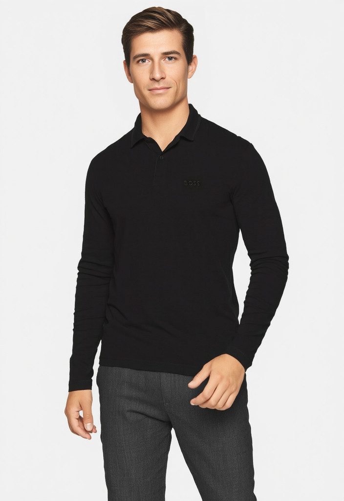 BOSS GREEN Langarm-Poloshirt Pirol Langarm, regular fit, Logo-Stickerei