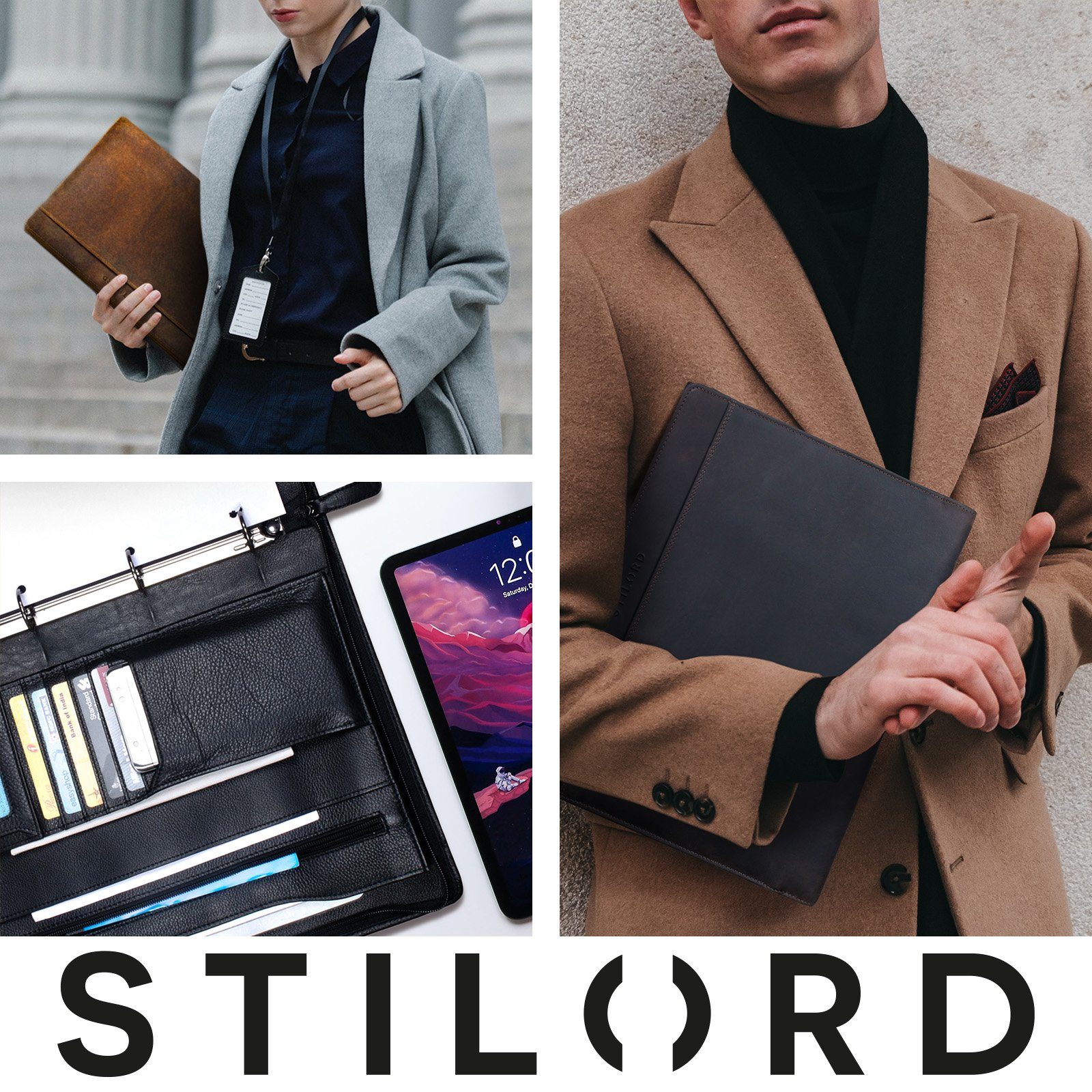STILORD Konferenzmappe "Josh" Leder Aktenmappe Vintage