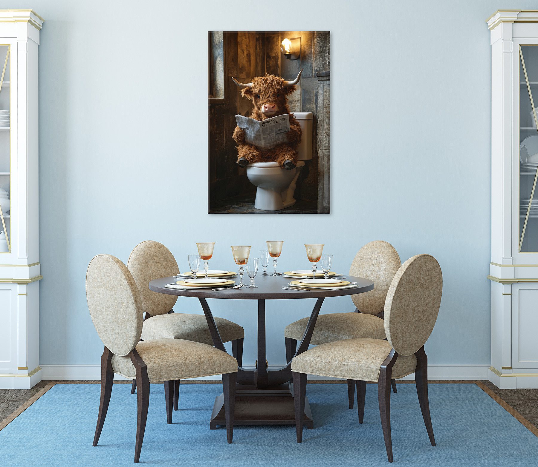 Bönninghoff Leinwandbild Wandbild HIGHLAND NEWS 60x90 cm – Leinwandbild Keilrahmen Deko modern, Hochlandrind, Humor, Kuh, Kuhbilder, Kühe, Tiere (1 St), auf Kei – Bild 4 von 5