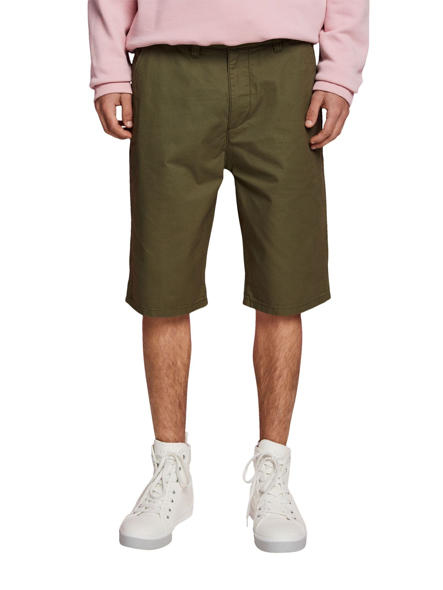 Chino-Style nachhaltiger Esprit KHAKI Shorts Baumwolle aus (1-tlg) DARK im Shorts