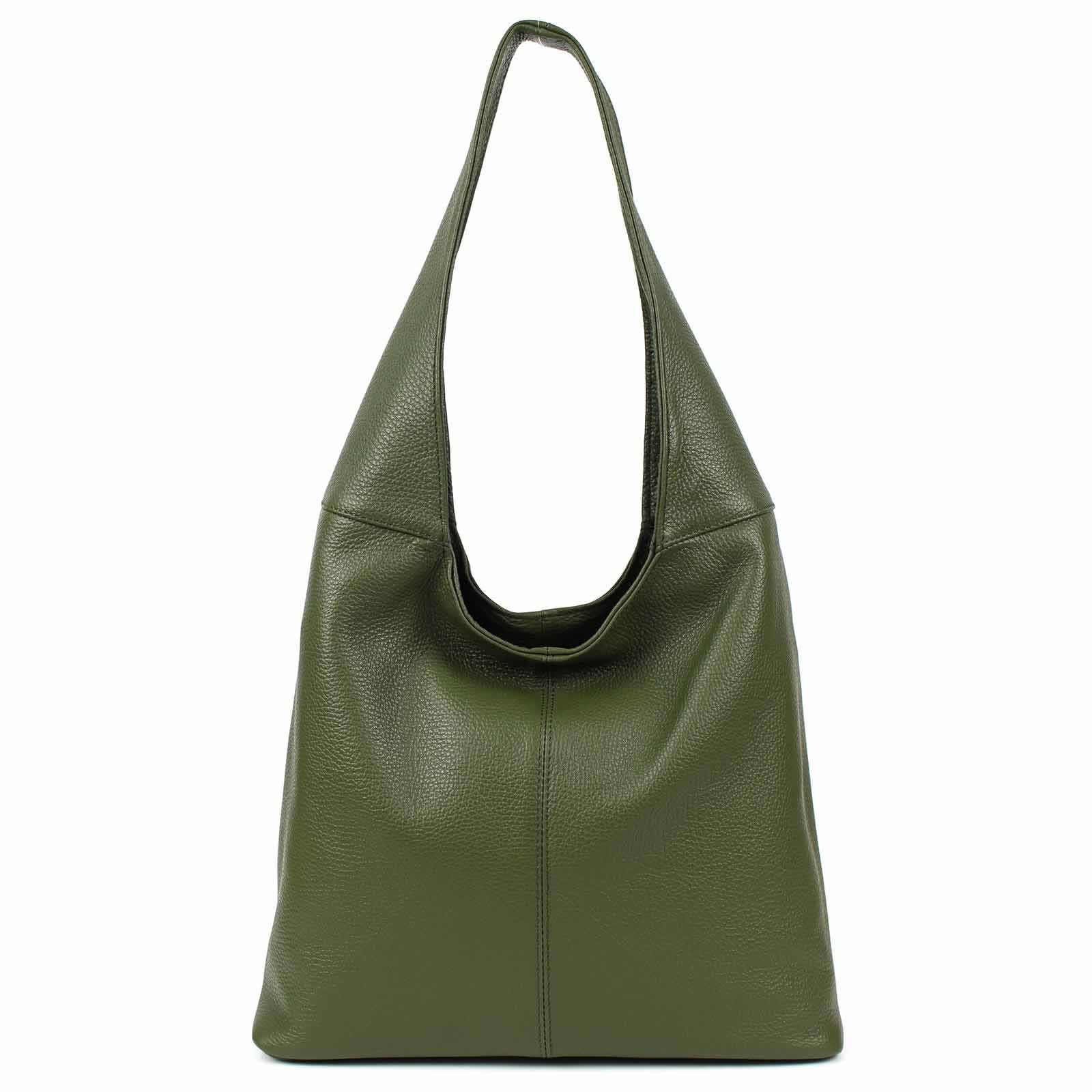 ITALYSHOP24 Shopper Made in Italy Damen echtes Leder Tasche Schultertasche Umhängetasche, Hobo Bag große Hauptfach Alltagstasche mit viel Stauraum leicht bequem