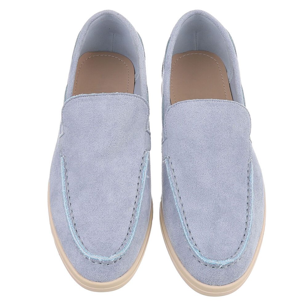 Ital-Design Eleganter Damen Slip-On Schuh mit hohem Tragekomfort Slipper (90927392) Blockabsatz Mokassins in Hellblau