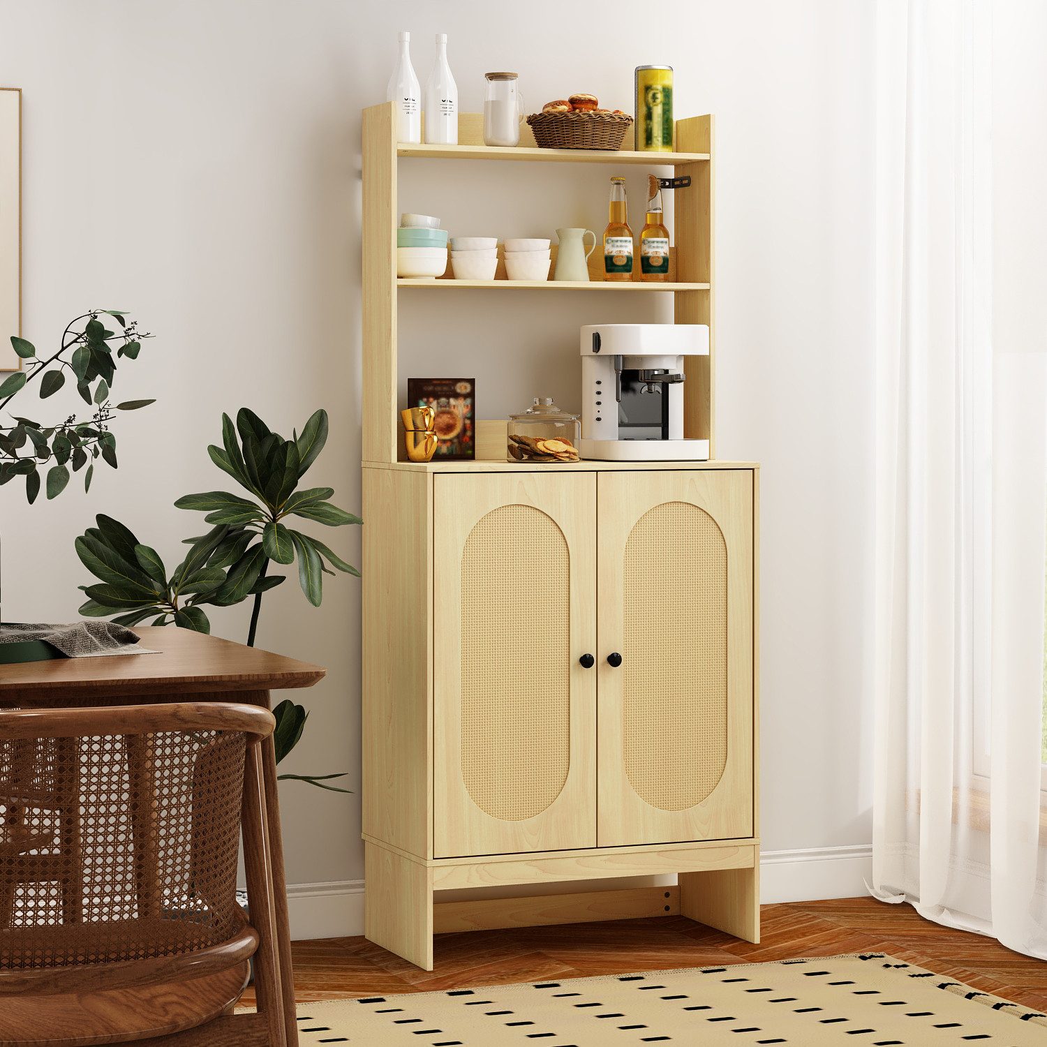 FUFU&GAGA Standregal Rattan-Sideboard,Hochschrank mit Rattan-Türen, MDF, Ra günstig online kaufen
