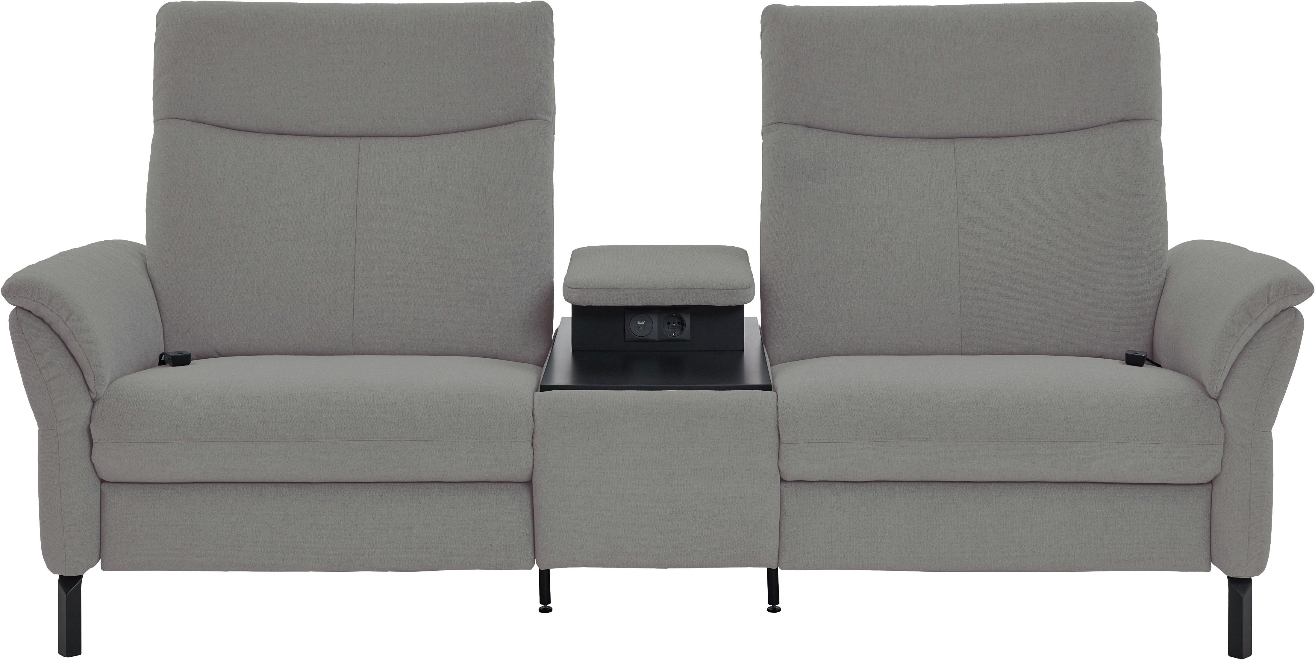 Home affaire 2-Sitzer Sisto, inklusive 2x Relaxfunktion motorisch mit Herz-Waage-Beschlag, Zwischenelement mit Tisch, Steckdose & USB-Ladestation