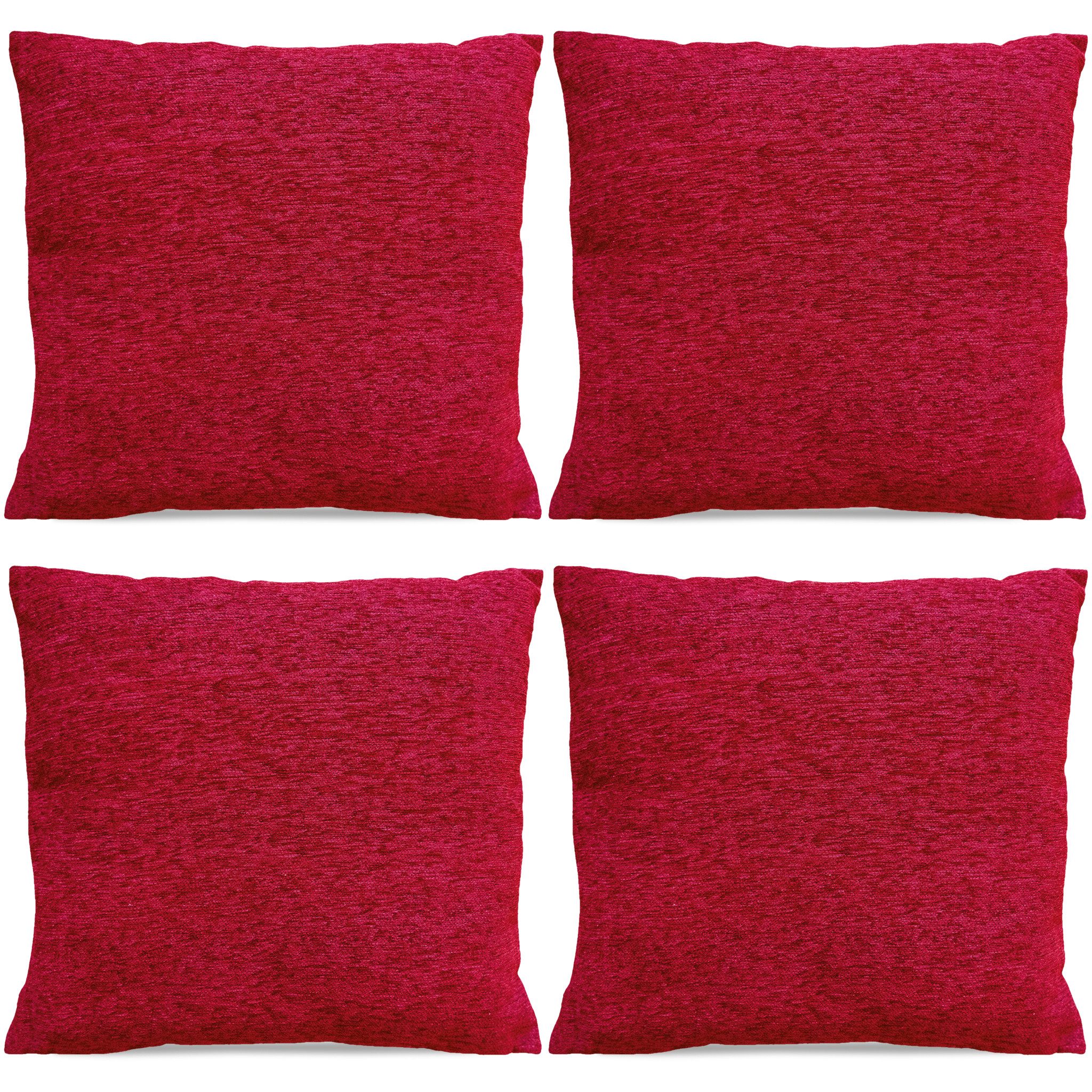 matches21 HOME & HOBBY Kissenbezüge 4er Set Kissenhüllen 45x45 cm rot meliert als weiche Dekokissen, (4 Stück), Zierkissen-Bezüge für Sofa-Kissen, Couch-Kissen