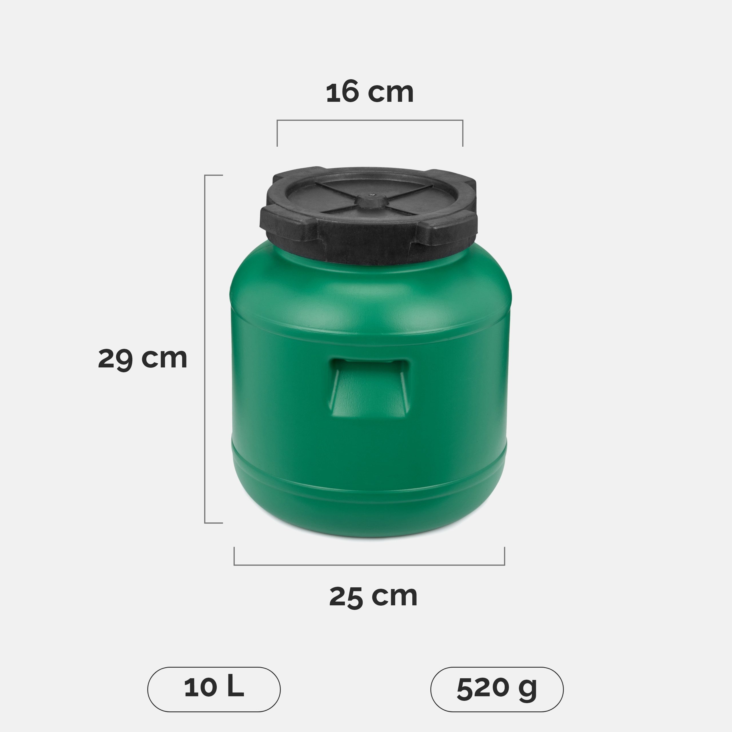 Garronda Regentonne Weithalsfass 10 Liter Plastikbehälter mit Deckel GD-0142, 10 l, (1-tlg), BPA-Frei