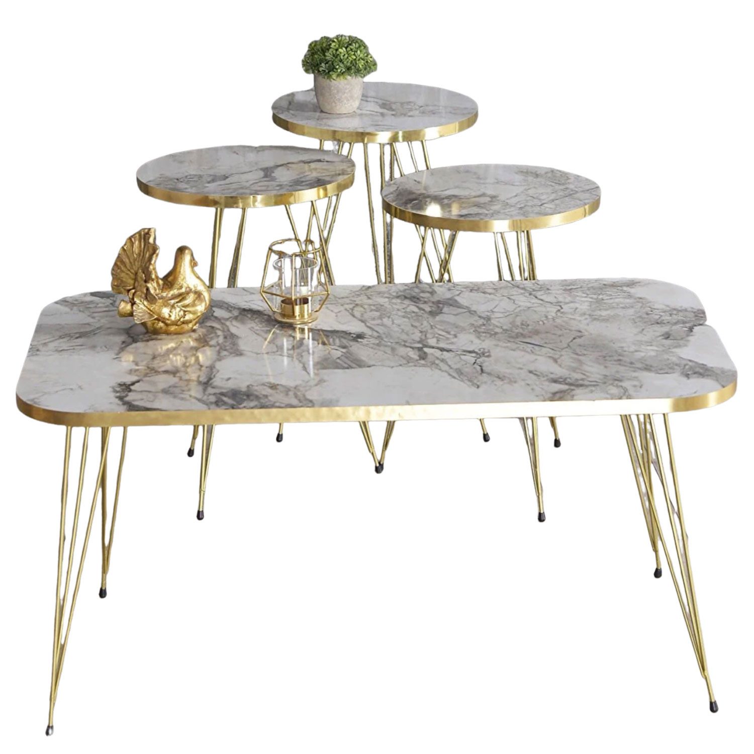 Jungengel Couchtisch Luxus Marmoroptik Stehtisch Beistelltisch günstig online kaufen