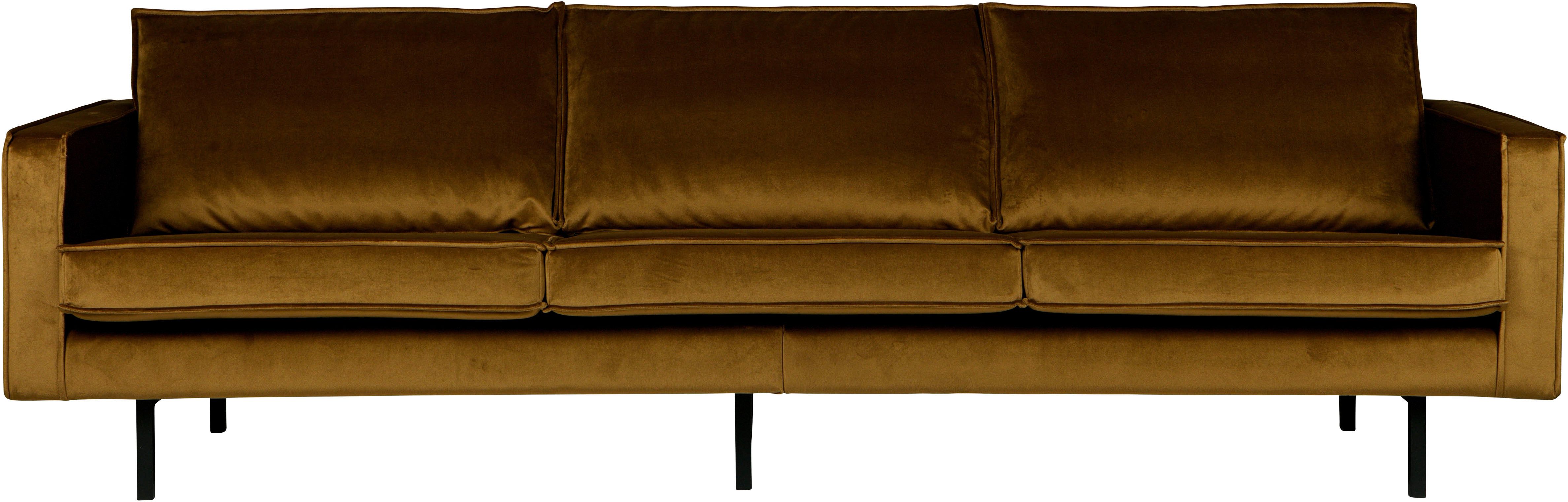 WOOOD 3-Sitzer Rodeo Bezug mit Zickzack-Federung, Metallbeine, H 85 x B 277 x T 86 cm, Velvet-Bezug, Tragkraft 250 kg, Maximale Verschleißfestigkeit