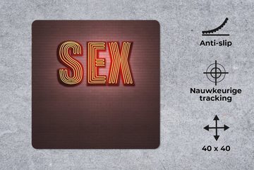 MuchoWow Gaming Mauspad Neonschild mit dem Wort Sex (1-St), Mousepad mit Rutschfester Unterseite, Gaming, 40x40 cm, XXL, Großes