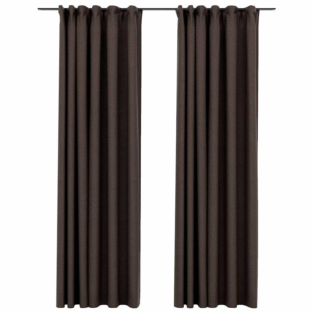 vidaXL Vorhang Verdunkelungsvorhänge Haken Leinenoptik 2 Stk. Taupe 140x245 cm (2 St)