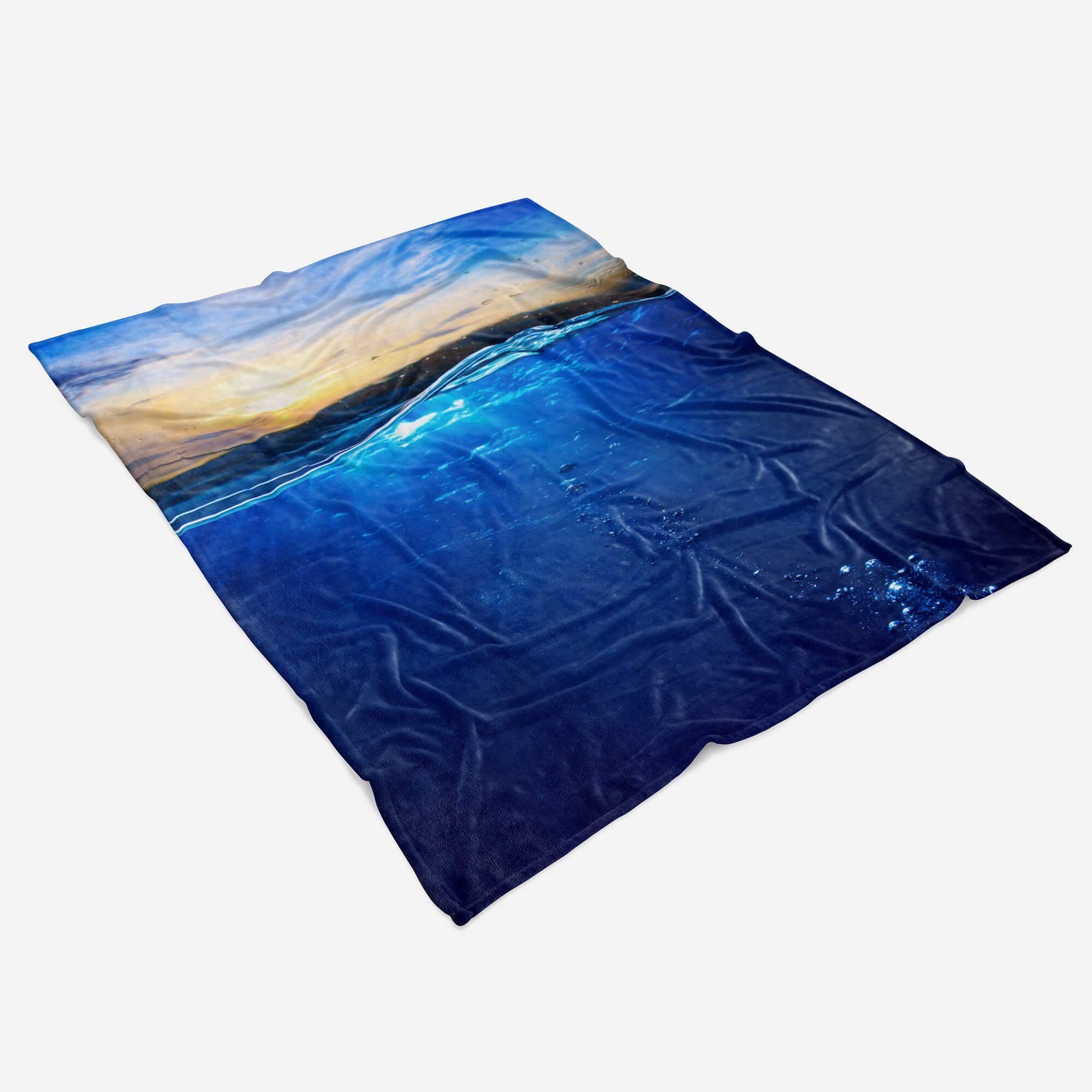 Fotomotiv Meer unter Handtuch Art mit Kuscheldecke Sinus Wasser, Handtücher (1-St), Baumwolle-Polyester-Mix Strandhandtuch Saunatuch Handtuch