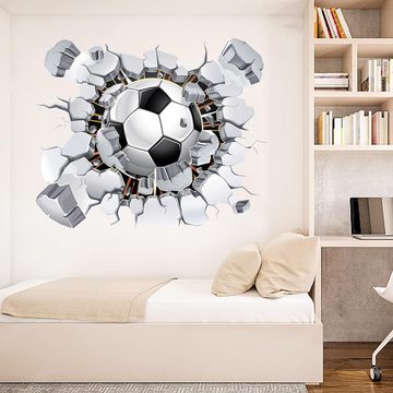 HIBNOPN 3D-Wandtattoo 3D Fussball Wandtattoo für Kinderzimmer Jungen, 40×50CM Bunte Wandbild