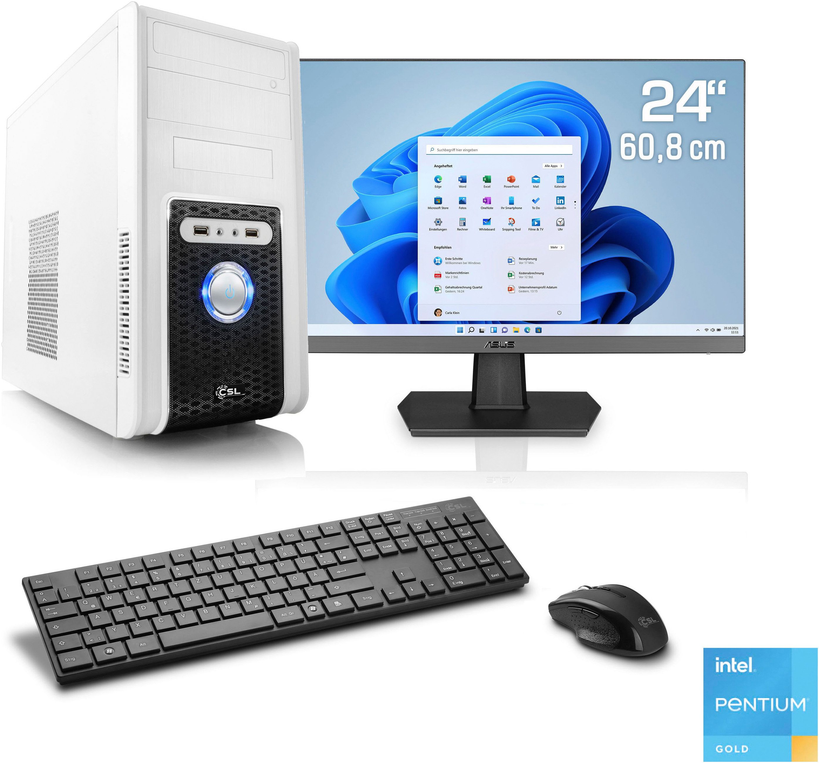 CSL Speed V21813 PC-Komplettsystem (24", Intel® Pentium Gold G6400, 8 GB RAM, 500 GB SSD)