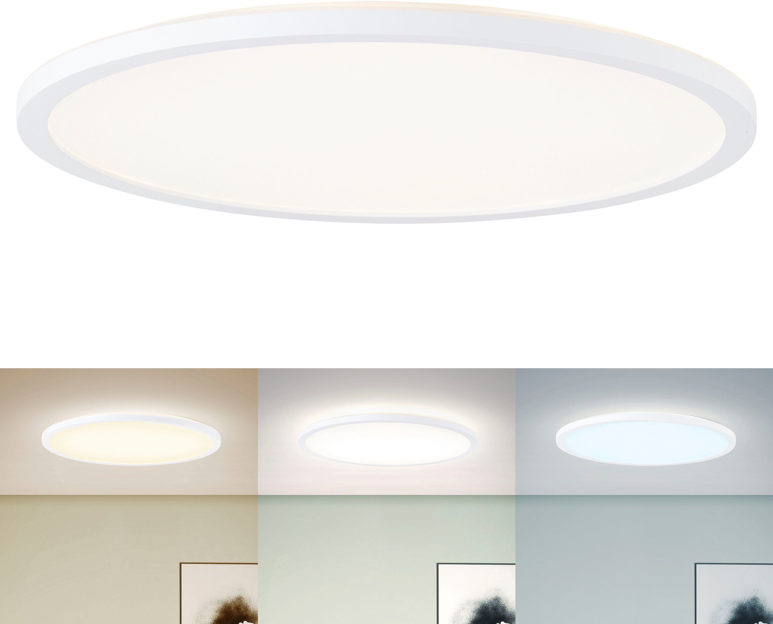 my home LED Deckenleuchte Enno, CCT - über Fernbedienung, LED fest integriert, warmweiß - kaltweiß, dimmbar, CCT Farbtemperatursteuerung, 2500 Lumen, inkl. Fernbedienung | Deckenlampen