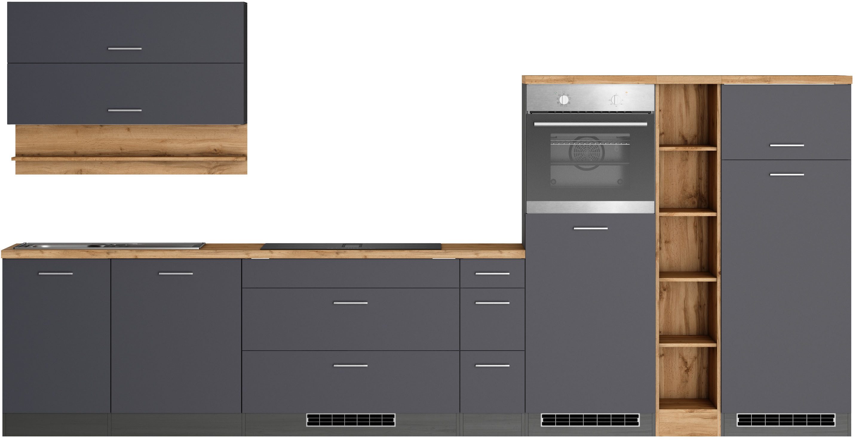 KOCHSTATION Küchenzeile KS-Milan, optional mit Muldenlüfter, Breite 390 cm, günstig online kaufen