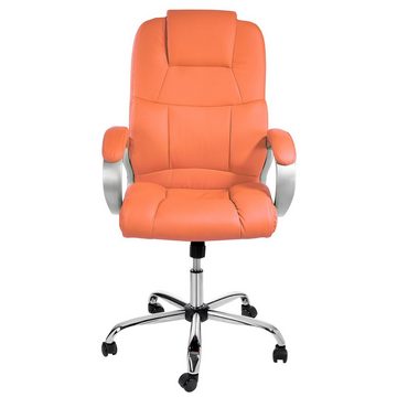 TPFLiving Chefsessel Denver mit abgebremsten Rollen (XXL Bürostuhl ergonomisch gepolsterter Schreibtischstuhl), Drehstuhl aus Kunstleder, Belastbarkeit bis 210kg - Orange