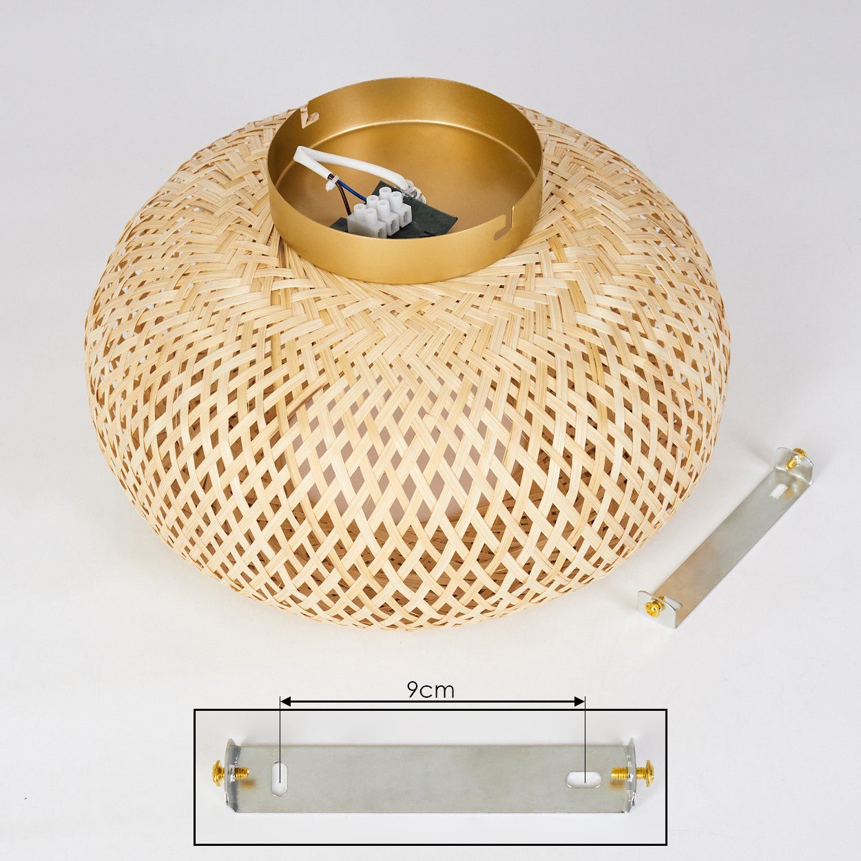 hofstein Deckenleuchte »Decollatura« Deckenlampe aus Metall/Bambus in Goldfarben/Natur, ohne Leuchtmittel, Leuchte im Boho Design mit Lichteffekt, ø29cm, 1xE27