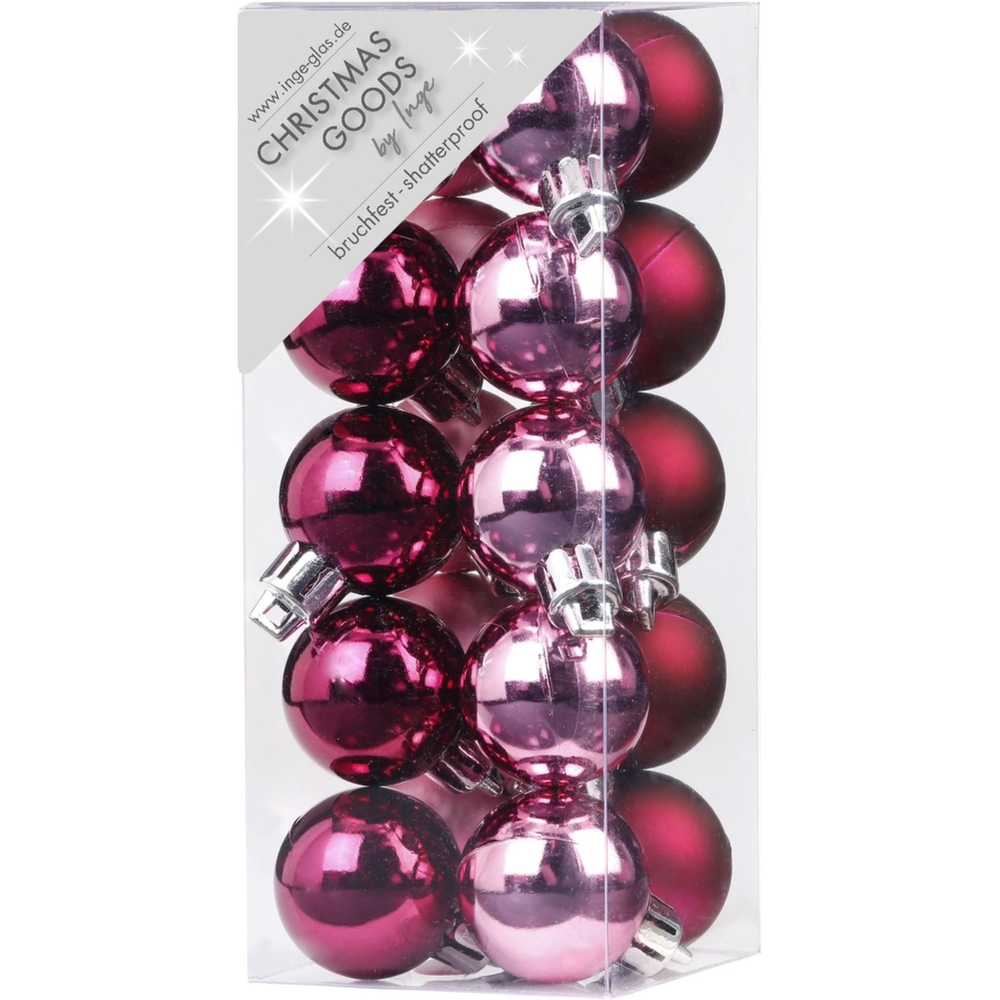 MAGIC by Inge Weihnachtsbaumkugel, Weihnachtskugeln 3cm Kunststoff 20er Set Berry Kiss